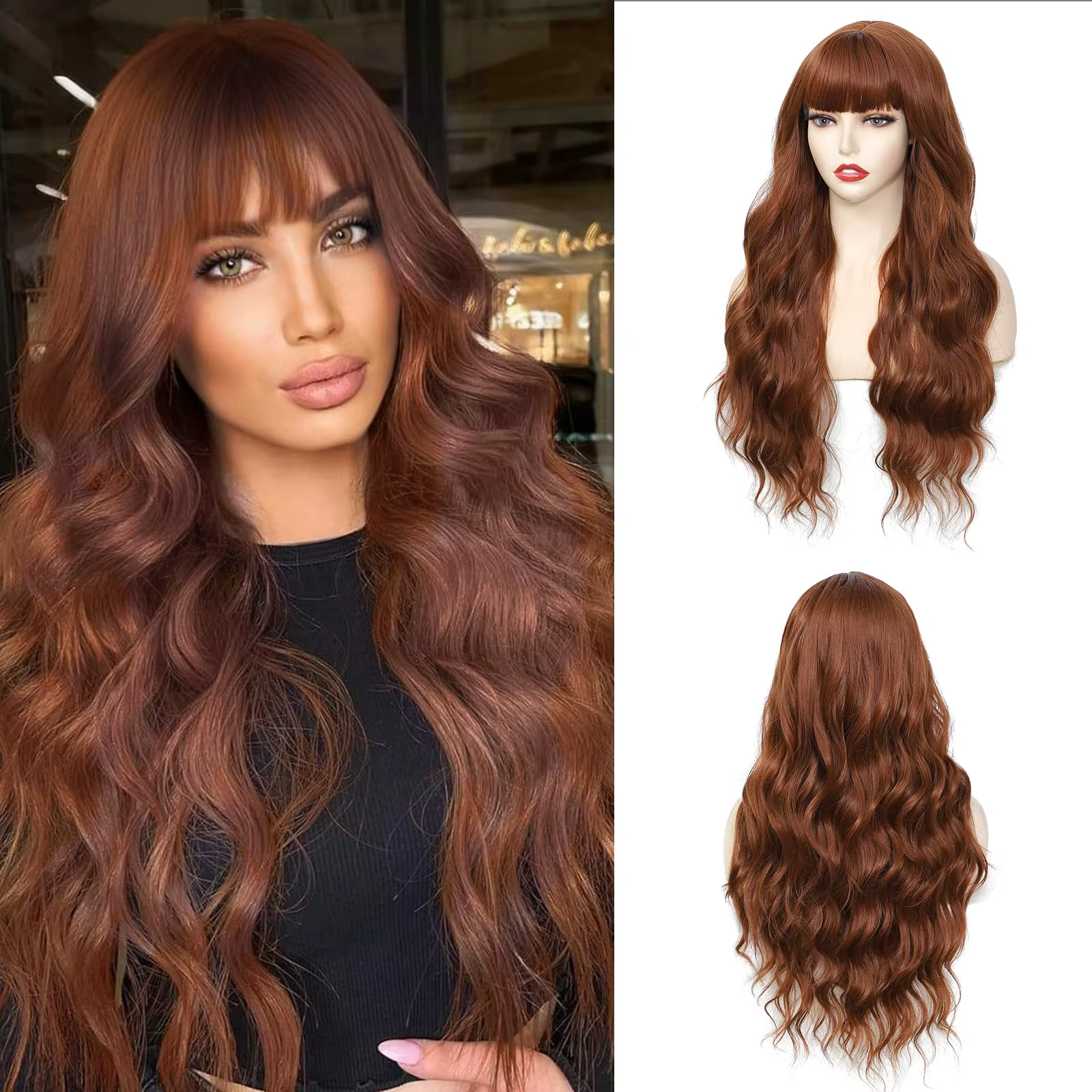 Grande perruque synthétique ondulée marron clair pour cosplay d'Halloween, cheveux festifs quotidien