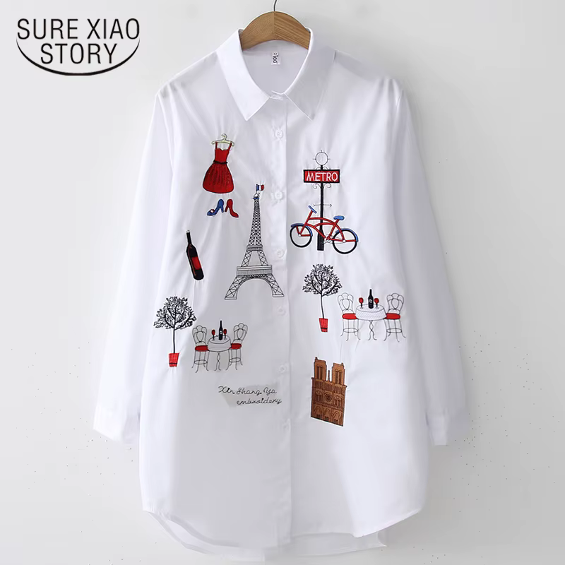 2024 nouvelle chemise blanche décontractée boutonnée col rabattu femme Blouse à manches longues coto