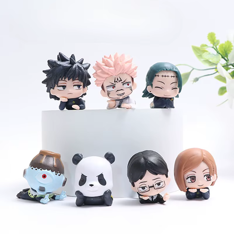 7 pièces/ensemble couché Style Anime Jujutsu Kaisen Mini Figure jouets Satoru Gojo Mini mignon Gk PV