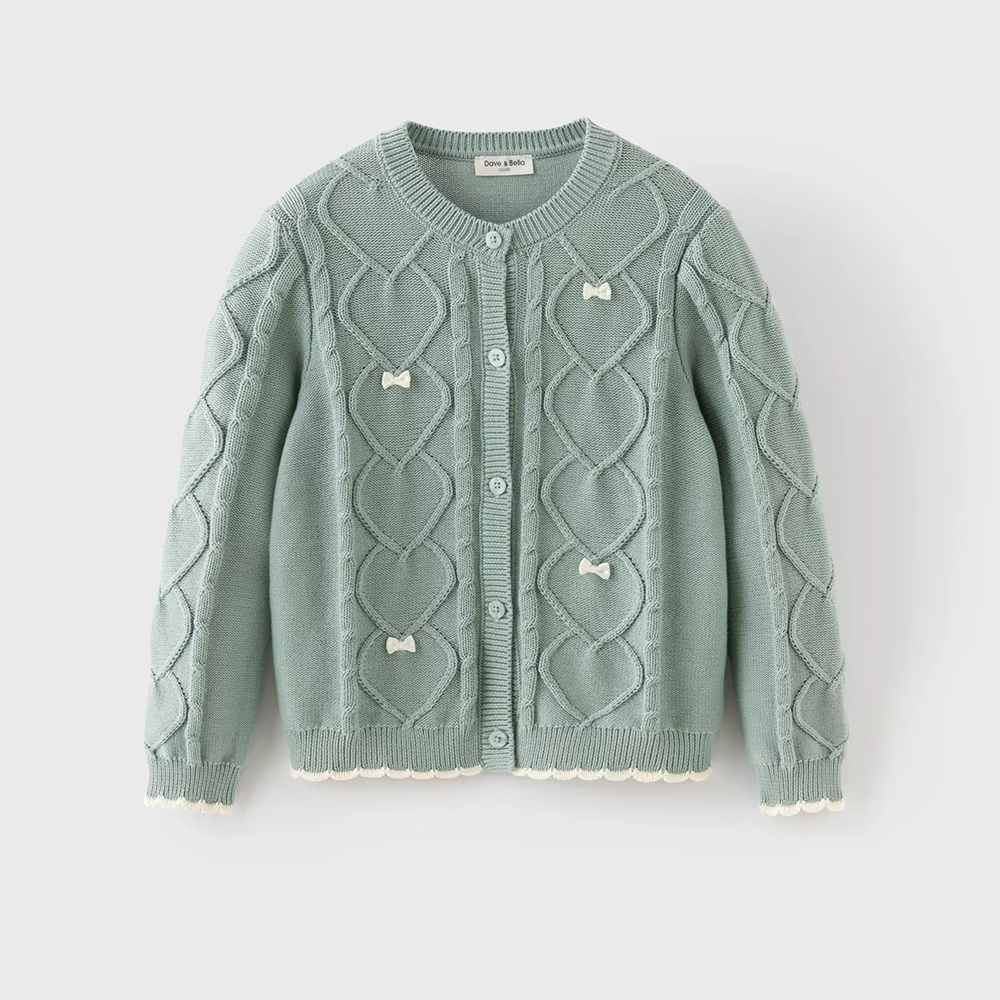 Dave Bella automne printemps Cardigan pull pour filles tricoté pull enfants bouton manteau d'extérie