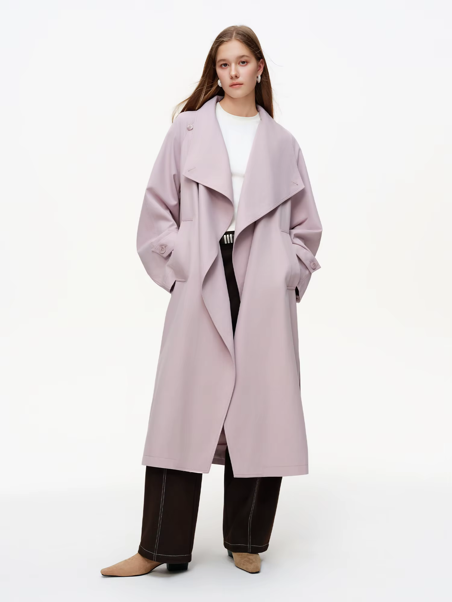 DUSHU – Trench-Coat de Style britannique pour femmes, coupe cintrée, mi-long, vêtements d'extérieur,