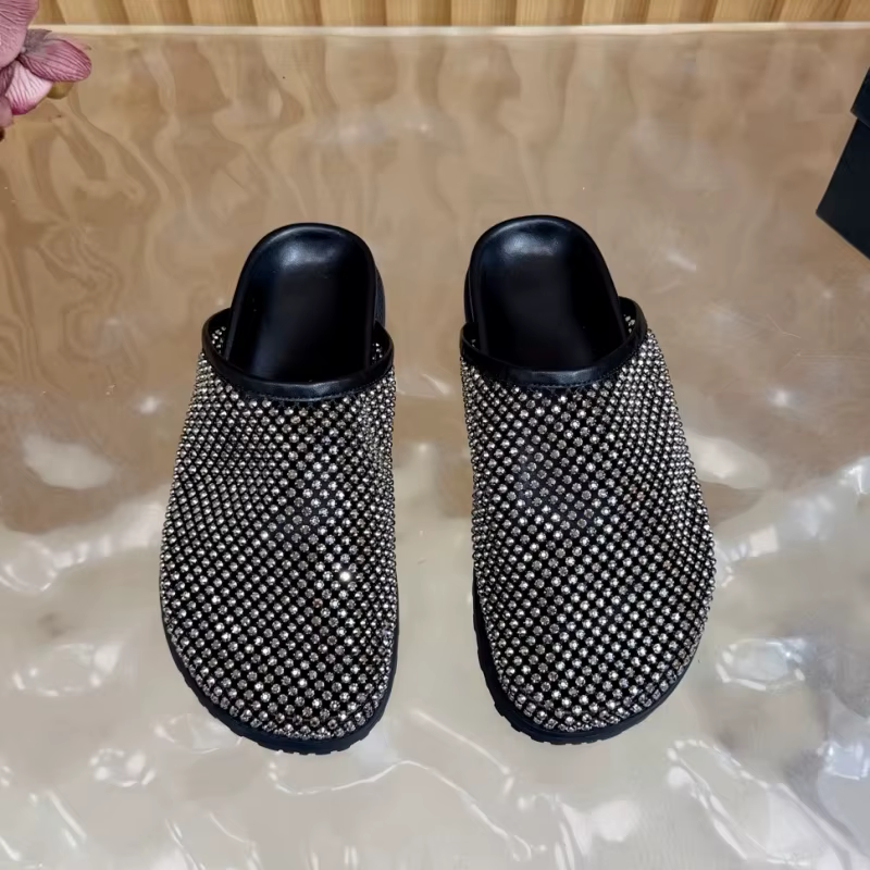 Pantoufles plates pour femmes, bout rond, cuir véritable de haute qualité, style neutre, mode décont