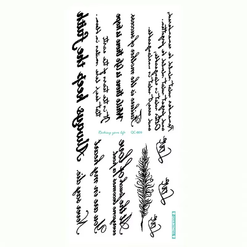Tatouages d'art corporel avec lettres noires imperméables, autocollant décoratif de mot anglais pour