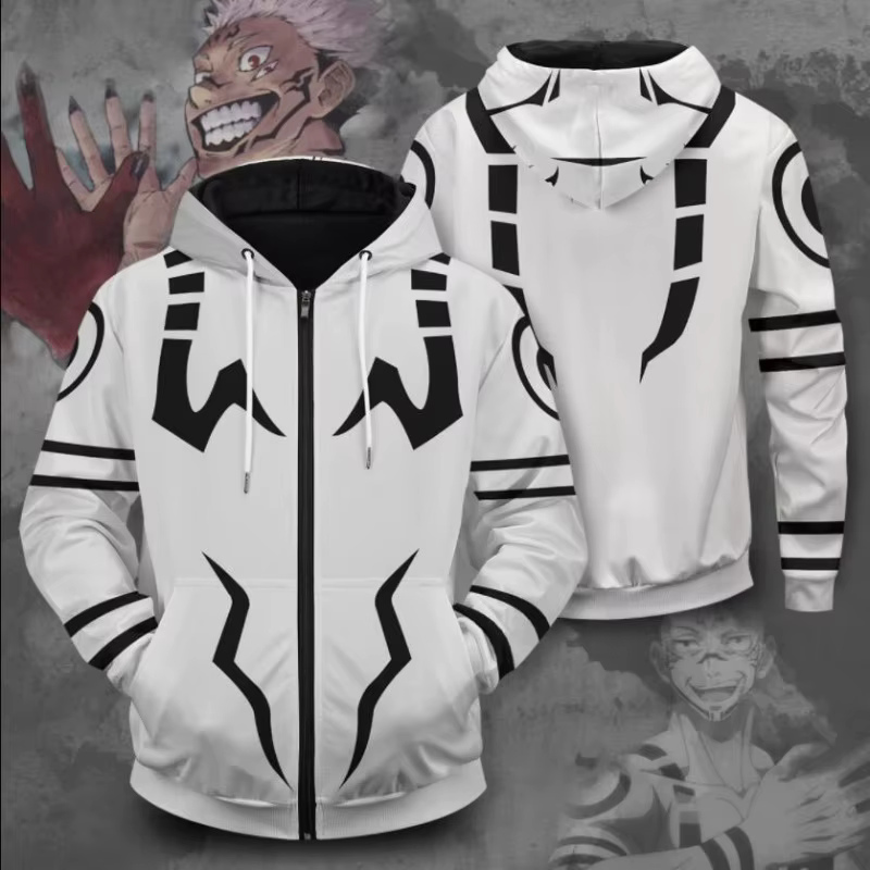 Nouveau Anime Jujutsu Kaisen sweat à capuche délavé 100% coton Vintage imprimé à manches longues vêt