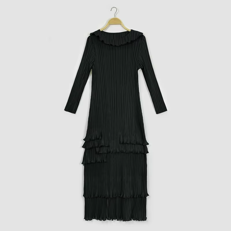 Robe plissée à la mode trois manoirs, robe de gâteau vieillissante de tempérament, fouet de concepti