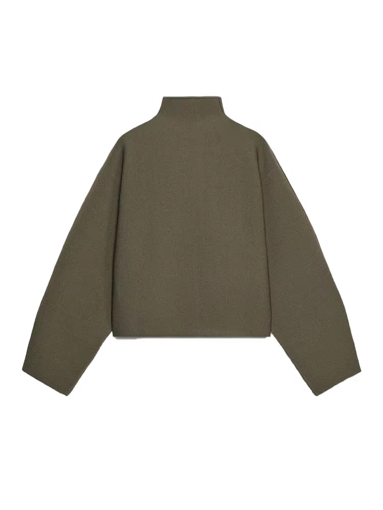 Veste courte Vintage à col montant pour femme, manteau ample et chaud avec fermeture éclair, manches