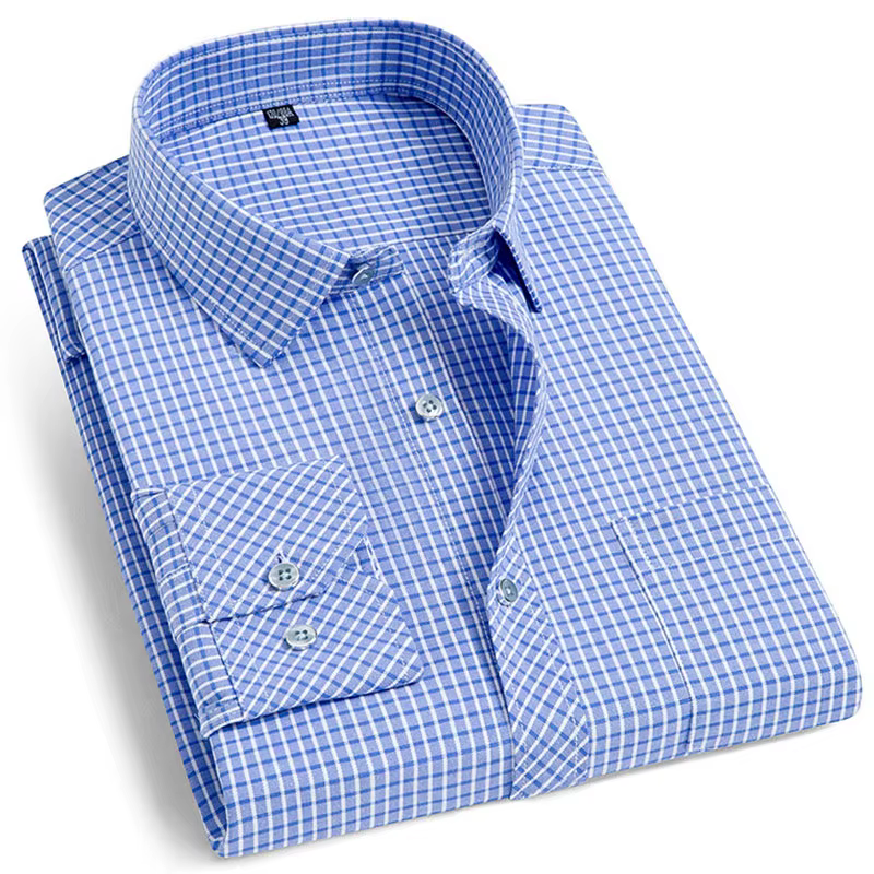 Chemise en coton pour hommes, sans fer, couleur unie, décontractée, sergé, mode, manches longues, bu