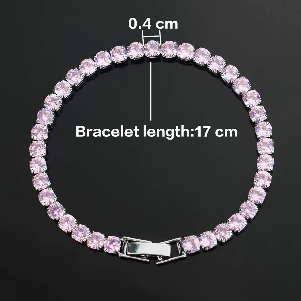 Bracelet de Tennis en Zircon Micro-incrusté de 4mm pour femmes, nouveaux hommes, accessoires de bijo