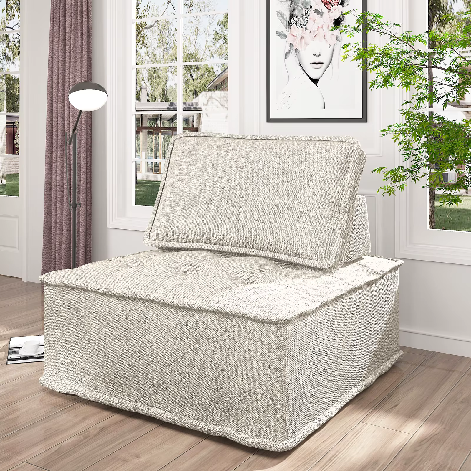 HORGGgland-Fauteuil au sol sans accoudoirs, canapé modulaire avec coussin de dossier parfait, petit