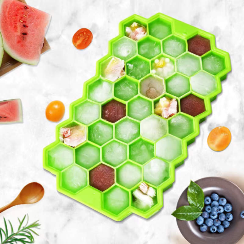 Bac à glace mobile 37 en nid d'abeille en silicone, avec couvercle amovible, moule à glaçons en sili