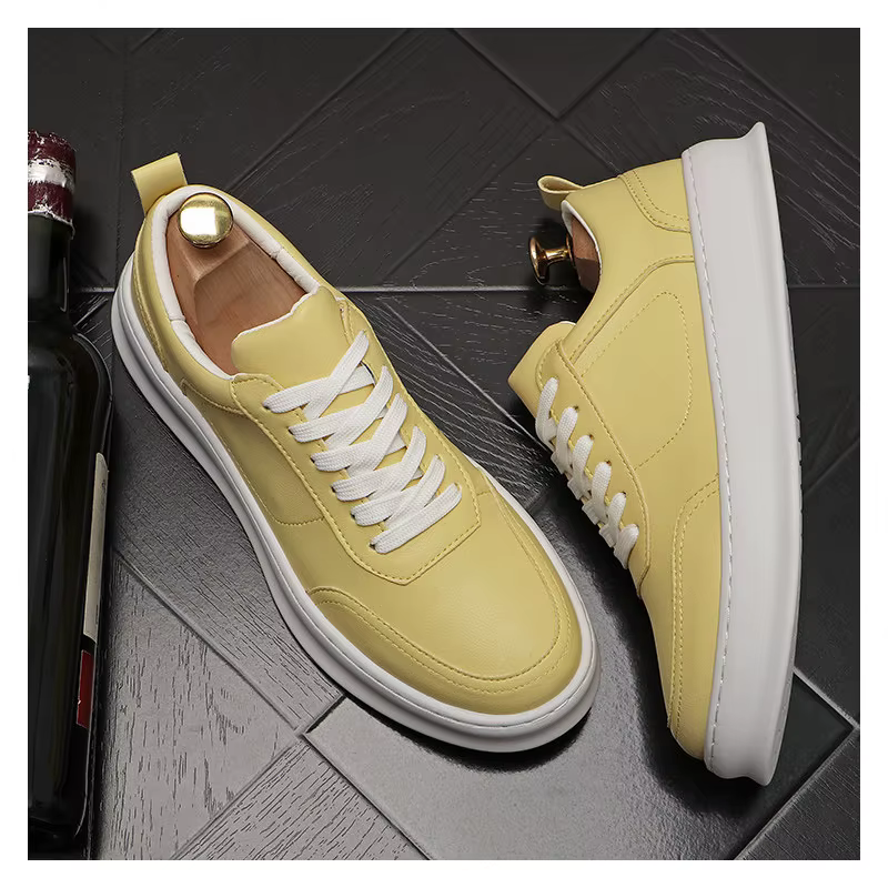 Chaussures plates à lacets en cuir véritable pour hommes, style britannique, mode de luxe, baskets b