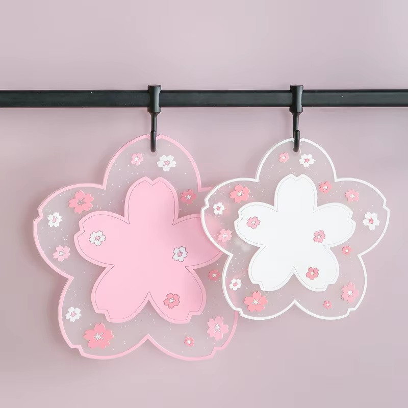 Sous-verres en silicone rose Kawaii style fleur de cerisier, tapis de table isolant Sakura, décorati