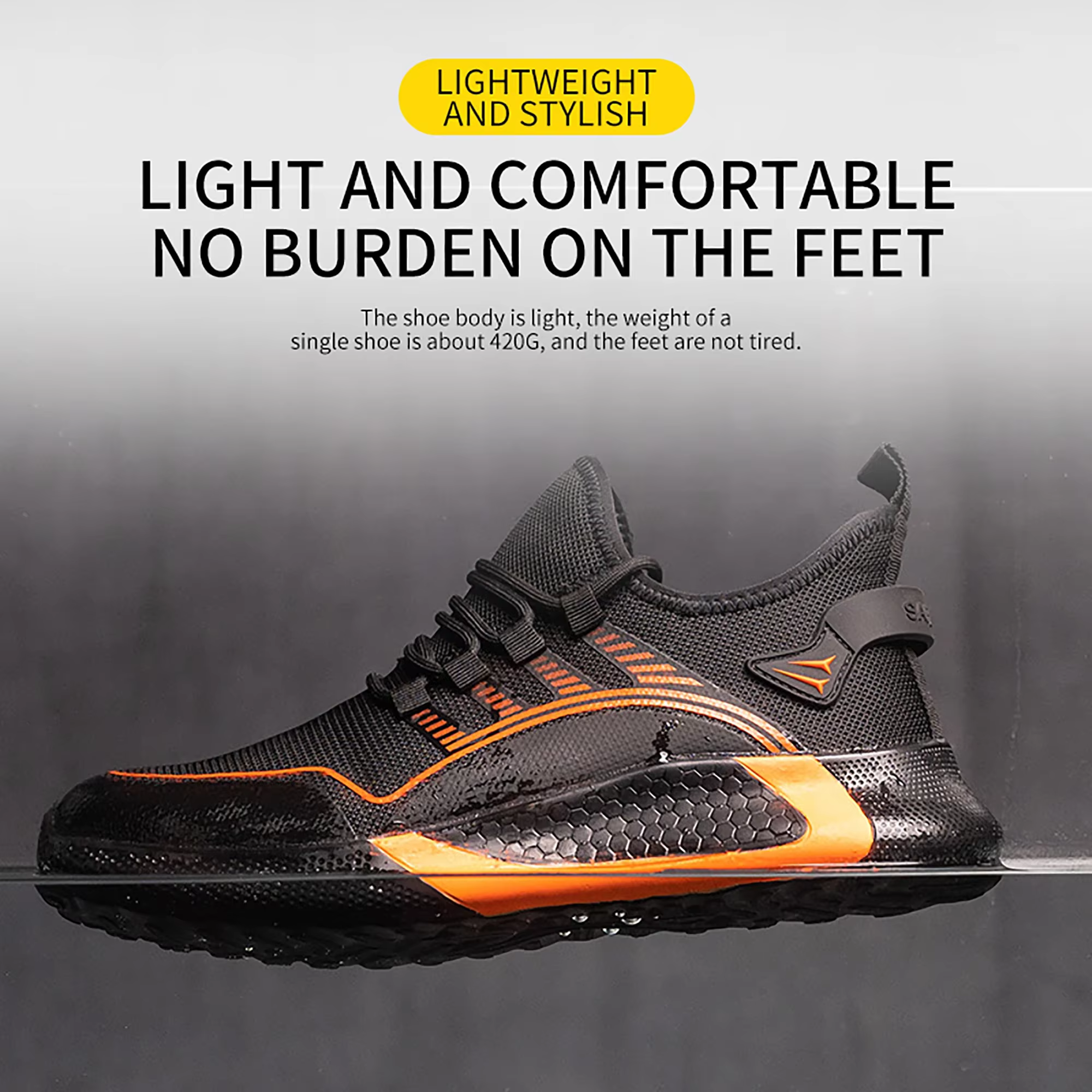 Chaussures de sécurité grande taille 50 pour hommes, baskets Anti-écrasement avec embout en acier, A