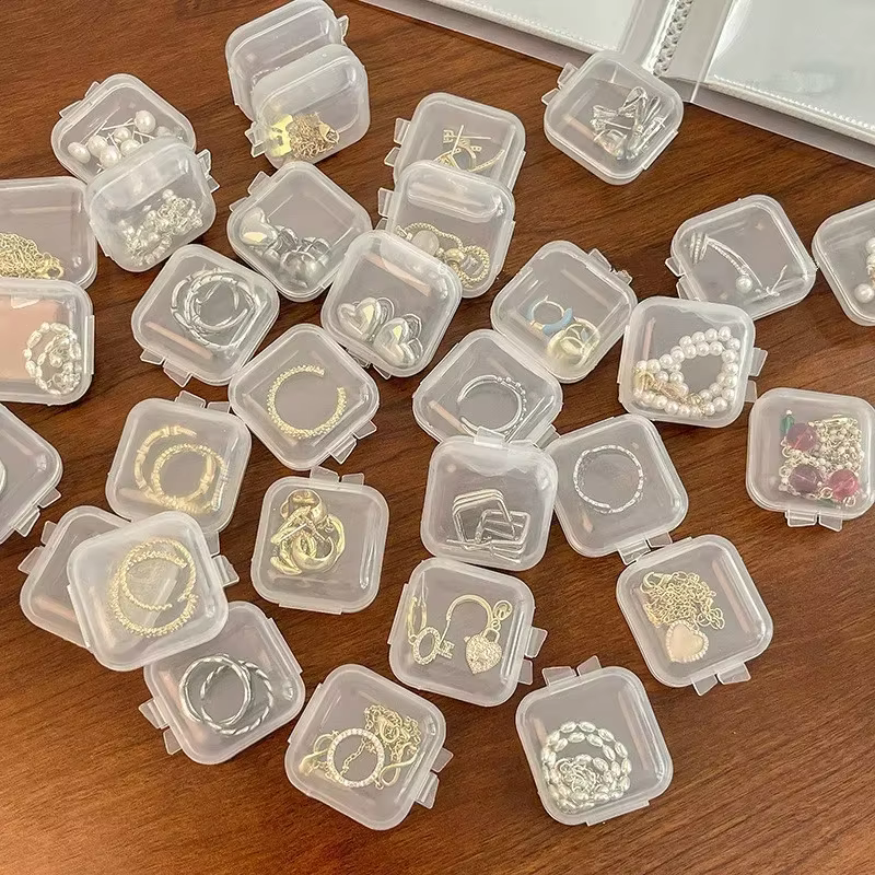 Boîte à Bijoux Carrée Transparente en Plastique, Fente Individuelle pour Bagues, Colliers, Boucles d