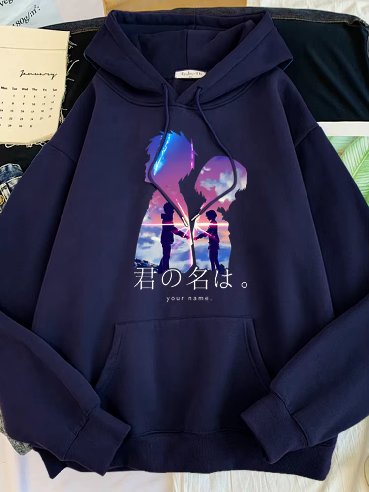 Sweat à capuche à col rond pour femme, vêtement surdimensionné, ample, mignon, avec films d'anime ja