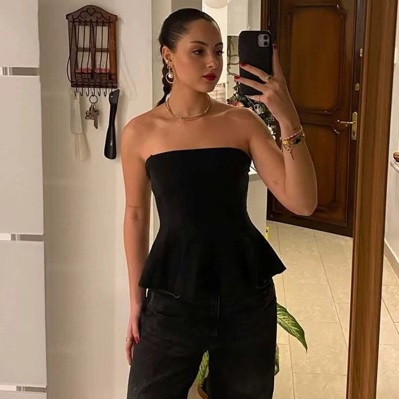 MUJER 2025 Corset bustiers pour femmes hors épaule haut court femme Sexy dos nu débardeur femmes jau