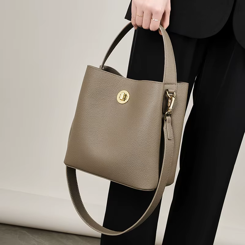 Sac à main en cuir véritable pour femmes, sacoche pour les déplacements, panier à légumes, sac à ban