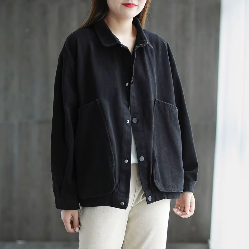 Veste ample à col rabattu pour femme, Cardigan surdimensionné avec grande poche et manches longues, 