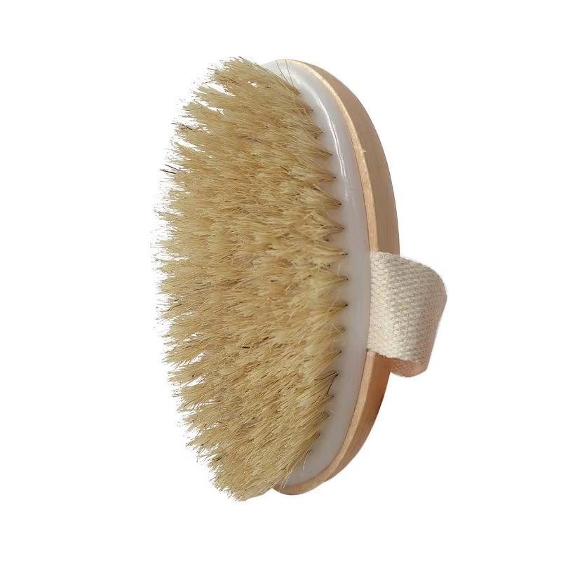 Brosse de massage corporelle exfoliante en bois, brosse de bain à poils naturels, brosse douce pour