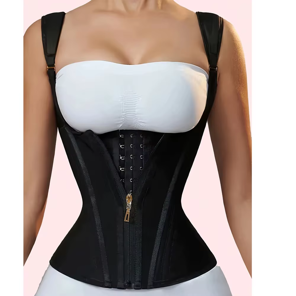 Gilet Corset cintré à la taille en maille, Style Court, haute élasticité, populaire, avec fermeture 