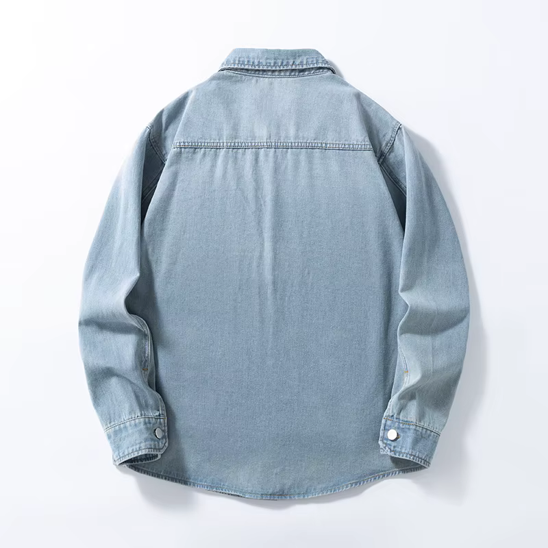 Chemise ample en denim fin et non extensible pour hommes, style américain, polyvalente, Vintage