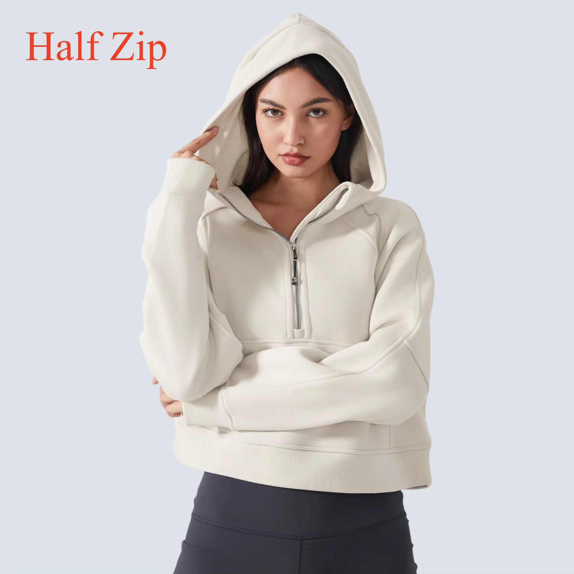 Sweat-shirt à Capuche avec Fermeture Éclair Complète pour Femme, Vêtement d'Hiver Chaud, Manteau de