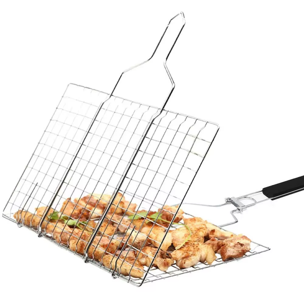 Maille antiarina en acier inoxydable pour barbecue, panier à griller, polymères de maille, viande, l