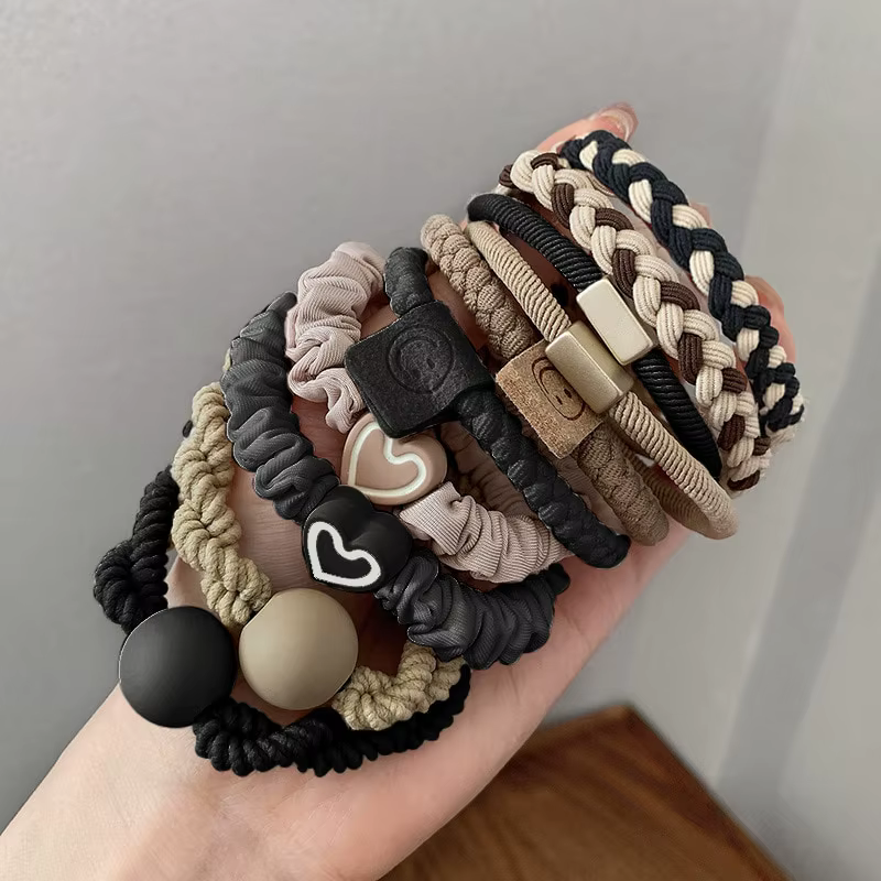 Lot de 10 élastiques à cheveux en cuir pour femme, pour queue de cheval haute, accessoires capillair