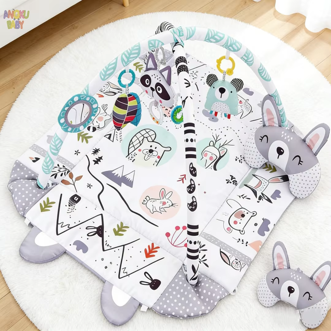 Tapis de jeu pour bébé 4 en 1 avec jouets détachables pour le développement du bébé, gymnase éducati