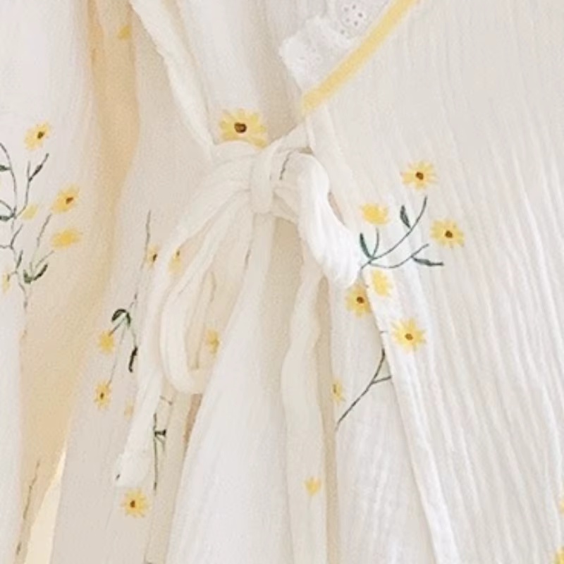 Robe de maternité en gaze de coton, kimono fin, pyjama d'allaitement pour la grossesse, post-partum,