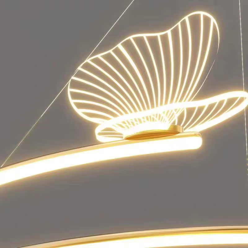 Plafonnier LED en Forme d'Anneau en Métal, Design Nordique Créatif, Art localité, Lampe Papillon en