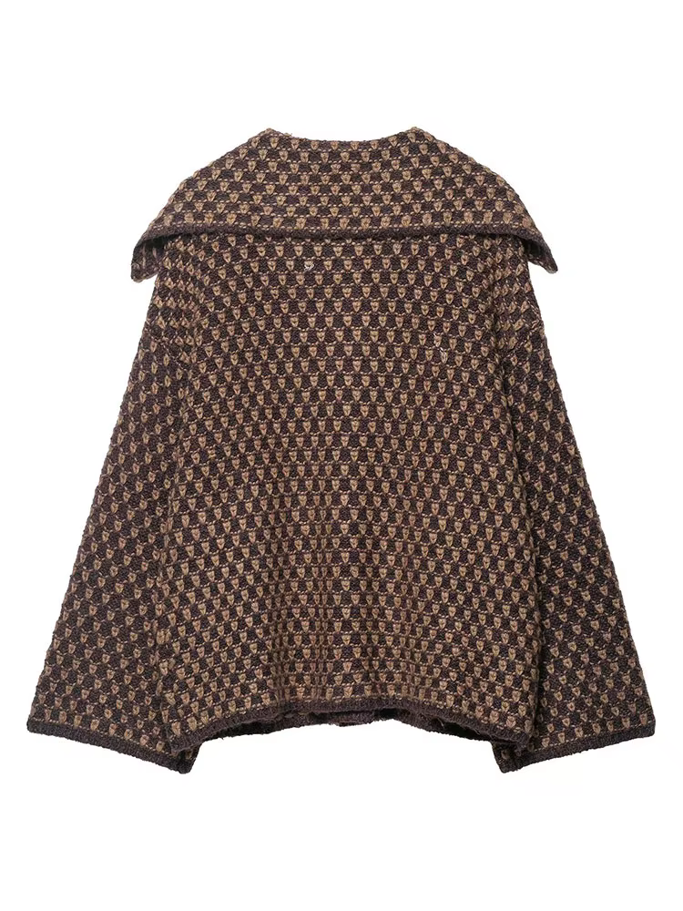 Veste Printemps HH 2026 pour Femmes, Cardigan Tricoté Décontracté Ample, Col Revers, Simple Boutonna