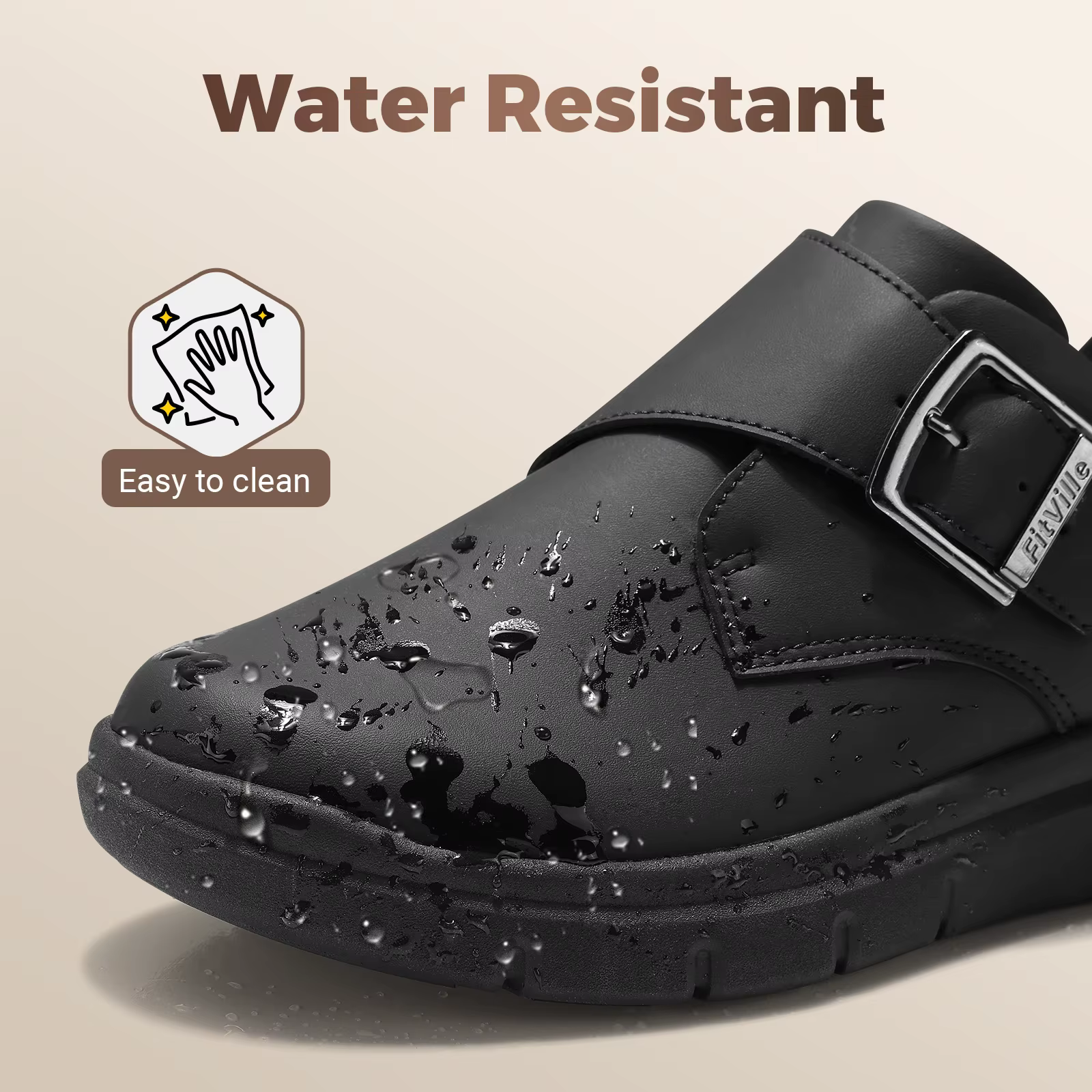 FitVille chaussures en cuir pour hommes chaussures larges pour pieds gonflés chaussures de marche po