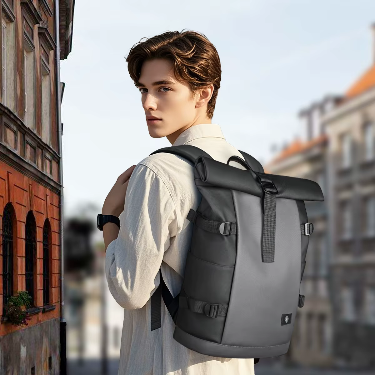 HK sac à dos étanche à roulettes pour hommes grande capacité extensible 17 pouces pochette d'ordinat
