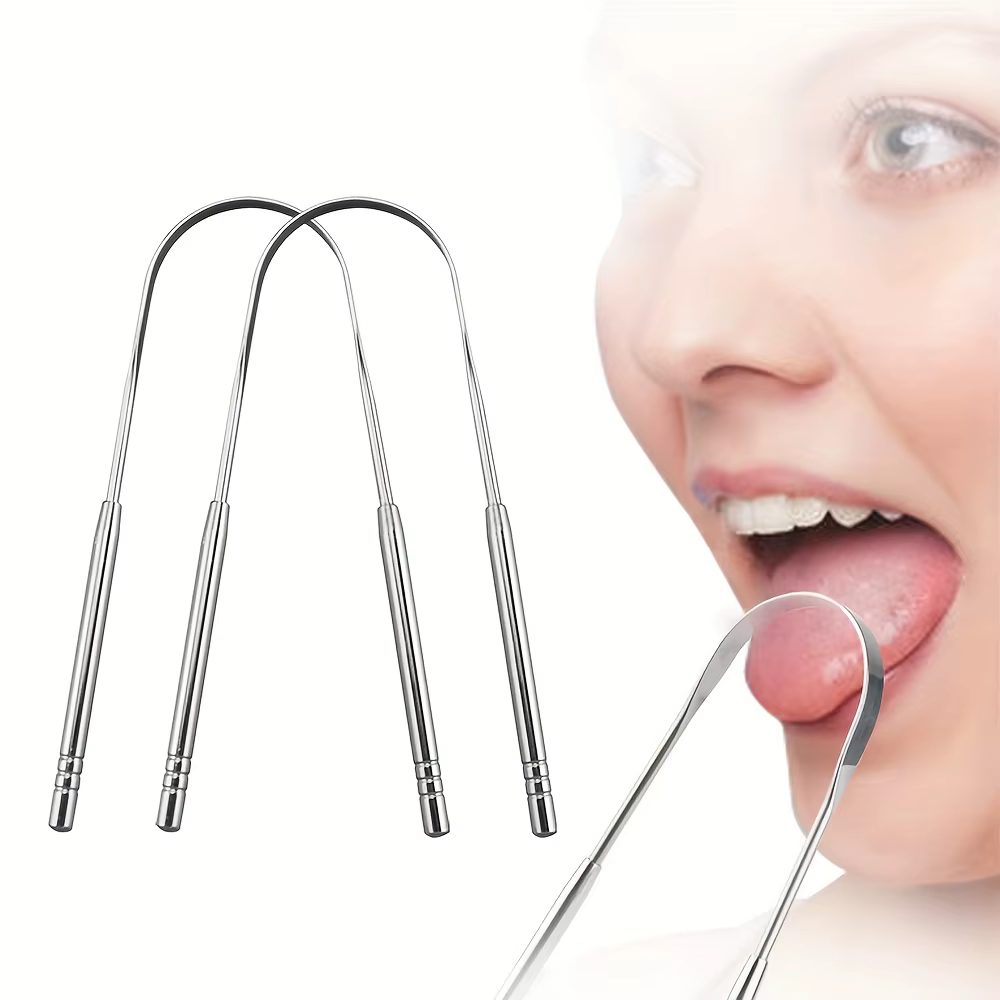 Grattoir de nettoyage de langue en acier inoxydable, 1/2/6 pièces, réutilisable, revêtement de langu