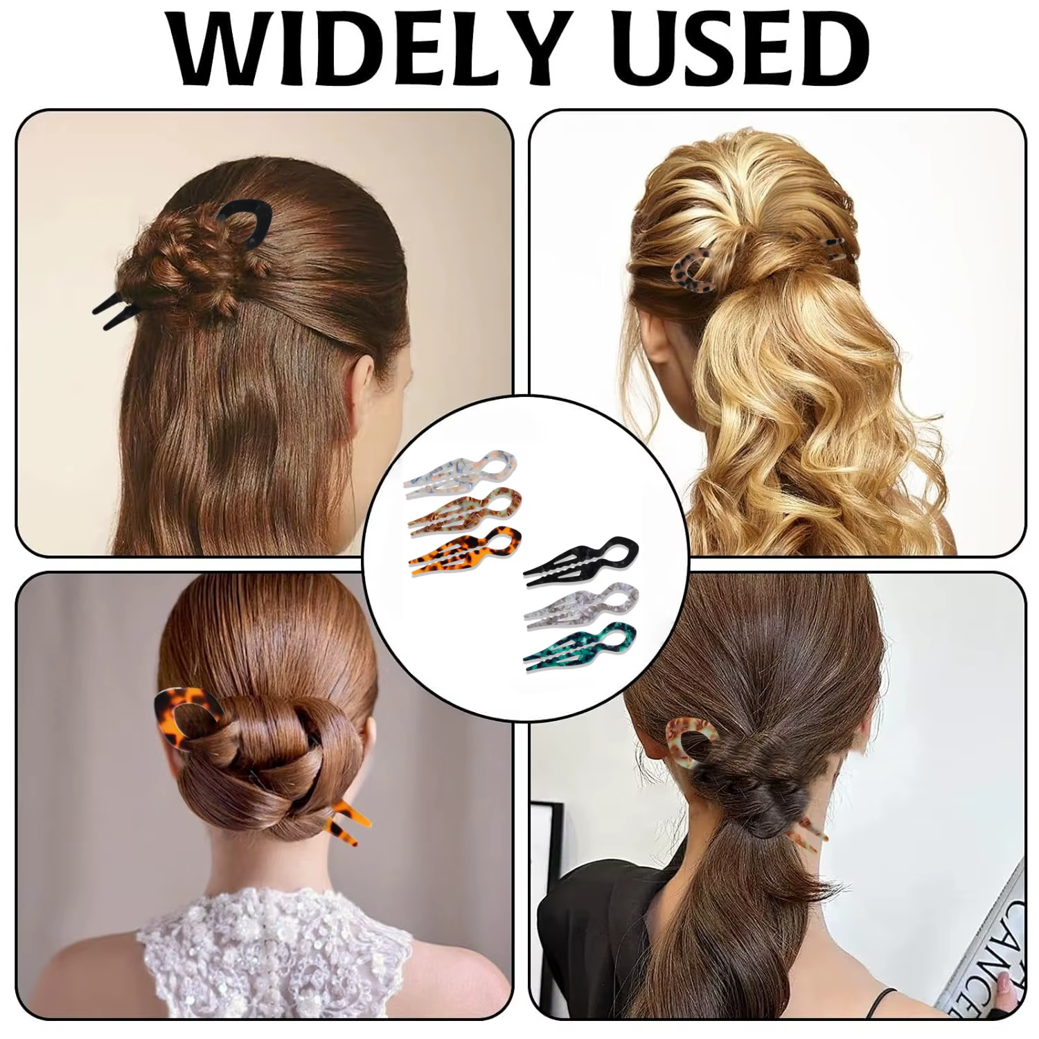 Épingle à cheveux en forme de U en forme de queue de poisson en acrylique, épingle à cheveux torsadé