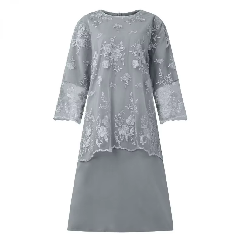 Nouvelle Robe de Soirée Grande Taille pour Femme, Ensemble Deux Pièces avec Broderie en Dentelle de