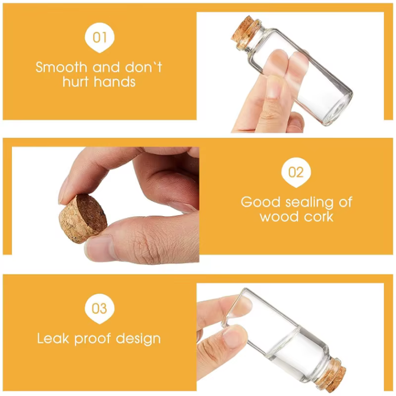 5 pièces-10 pièces petit mignon Mini bouchon en liège bouteilles en verre flacons pots conteneurs pe