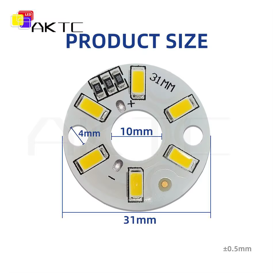 Panneau lumineux LED 5V 3W 6 LED SMD5730, 10 pièces, ampoule ronde, Source de lampe Dia 31mm rouge/v