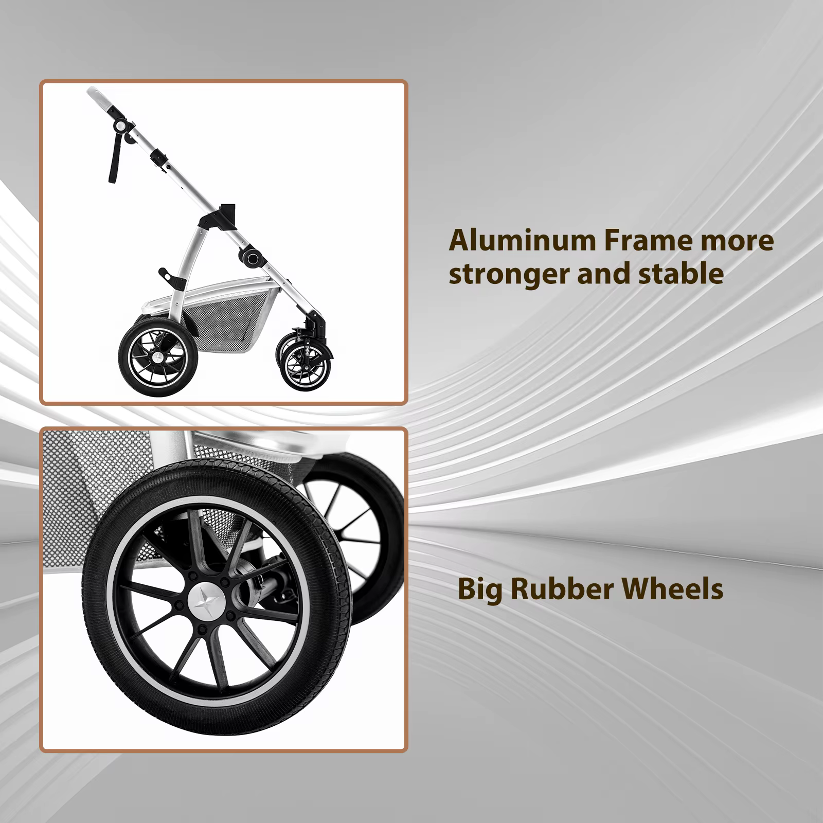 Poussette de luxe 3 en 1 pour bébé, portable, pliable, avec cadre en aluminium, pour nouveau-né et n