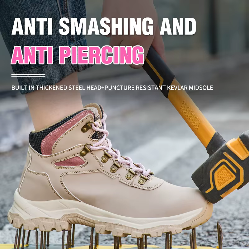 Chaussures de sécurité pour femmes, bottes de travail à bout en acier, résistantes à l'usure, anti-p