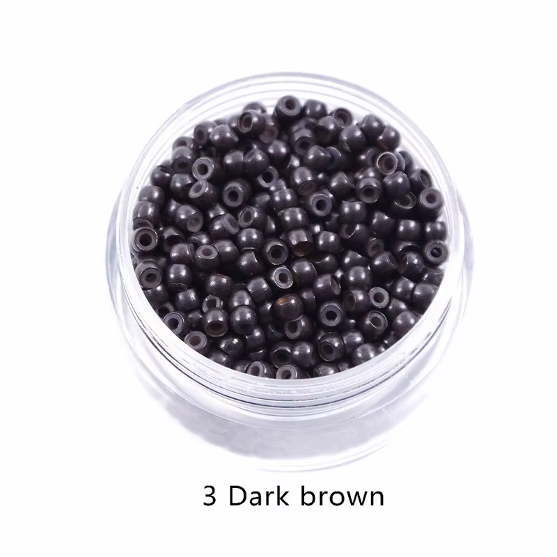 500 pièces perles d'anneau en cuivre 3.0mm nano perles d'anneau doublées de silicone micro pour exte