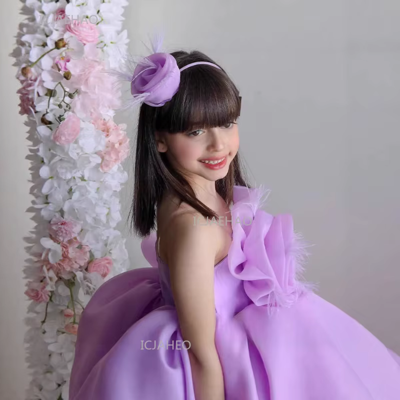 Robe de Soirée Lavande pour Enfants, Robe de Cérémonie pour Filles, Robe de Princesse pour Mariage,
