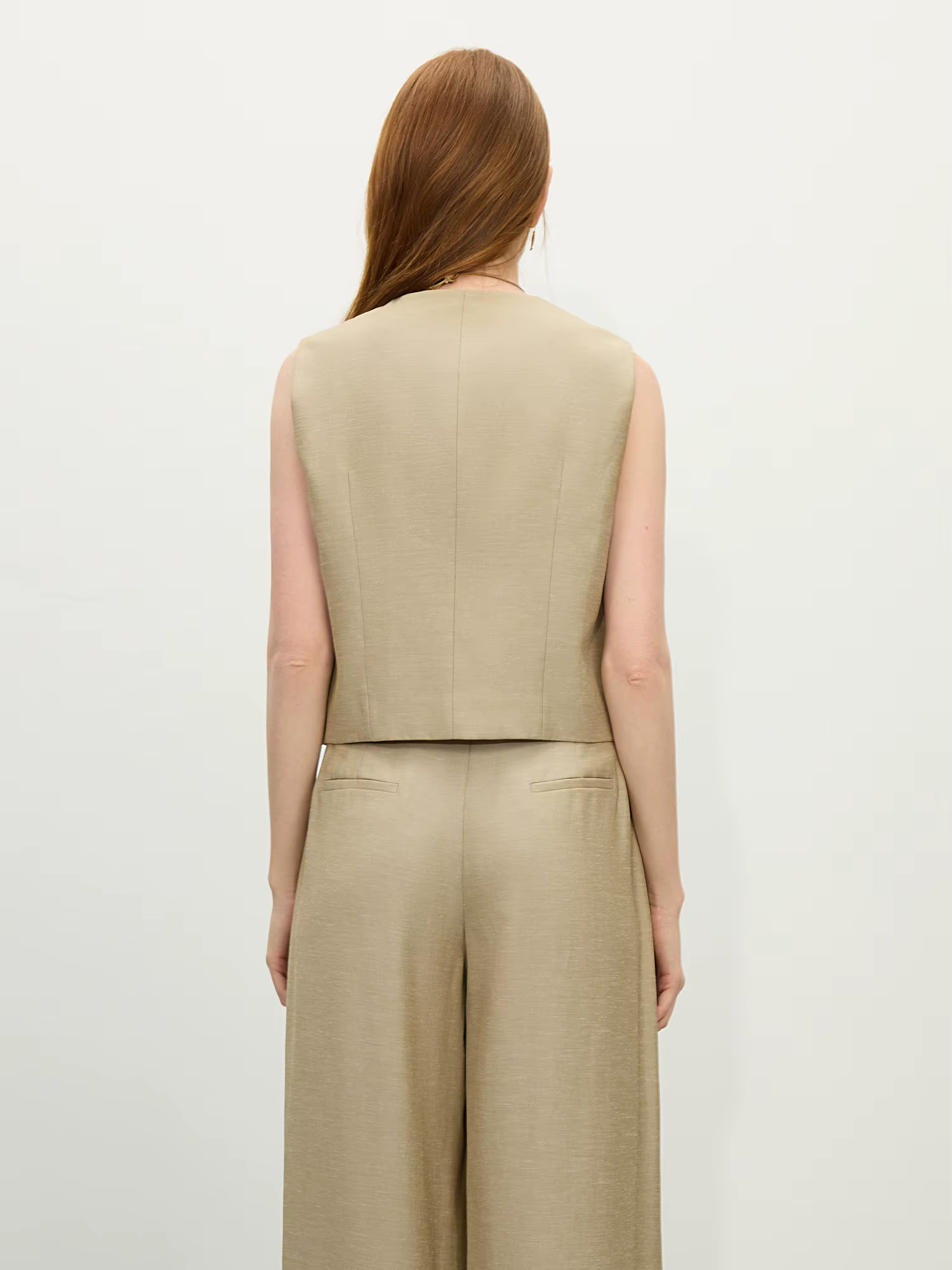 FSLE 2025 été vieux argent gilet pantalon à jambes larges ensemble Vintage sur mesure deux pièces ta