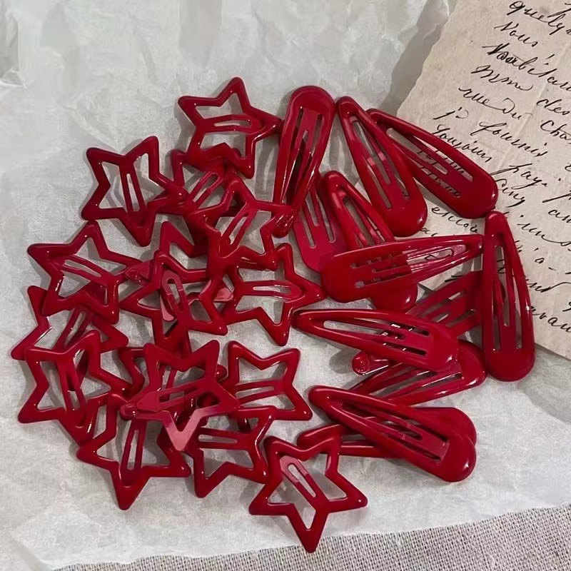 Barrettes en forme d'étoile rouge pour filles, 10 pièces/lot, Barrettes en forme de goutte d'eau, ép