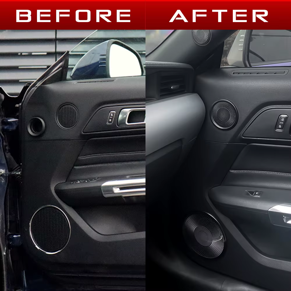 Pour Ford MUSTANG 2015-2020 6 pièces en acier inoxydable noir titane couleur voiture intérieur Surro