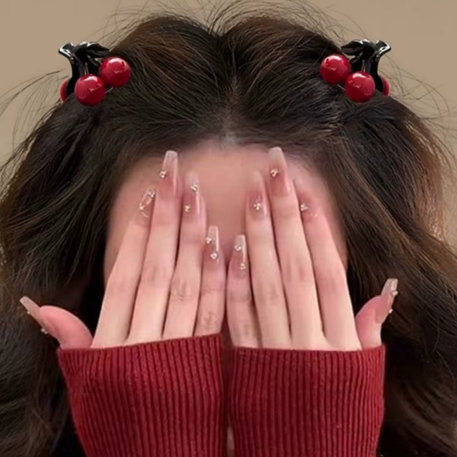 4-8 pièces de cerise de perles rouges, petites pinces à cheveux, douces, filles, cheveux cassés, Min