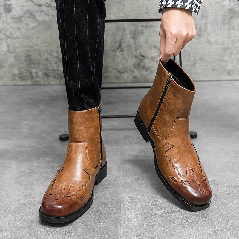 StephanBoots-Bottes de cowboy en cuir véritable pour hommes, faites à la main, confortables, qualité