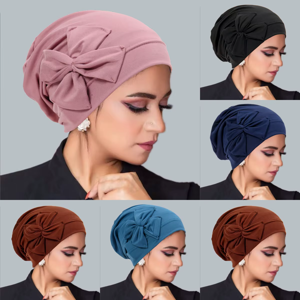Nouveau femmes musulmanes intérieur Hijab chapeau nœud papillon Turban indien Bonnet foulard bonnets