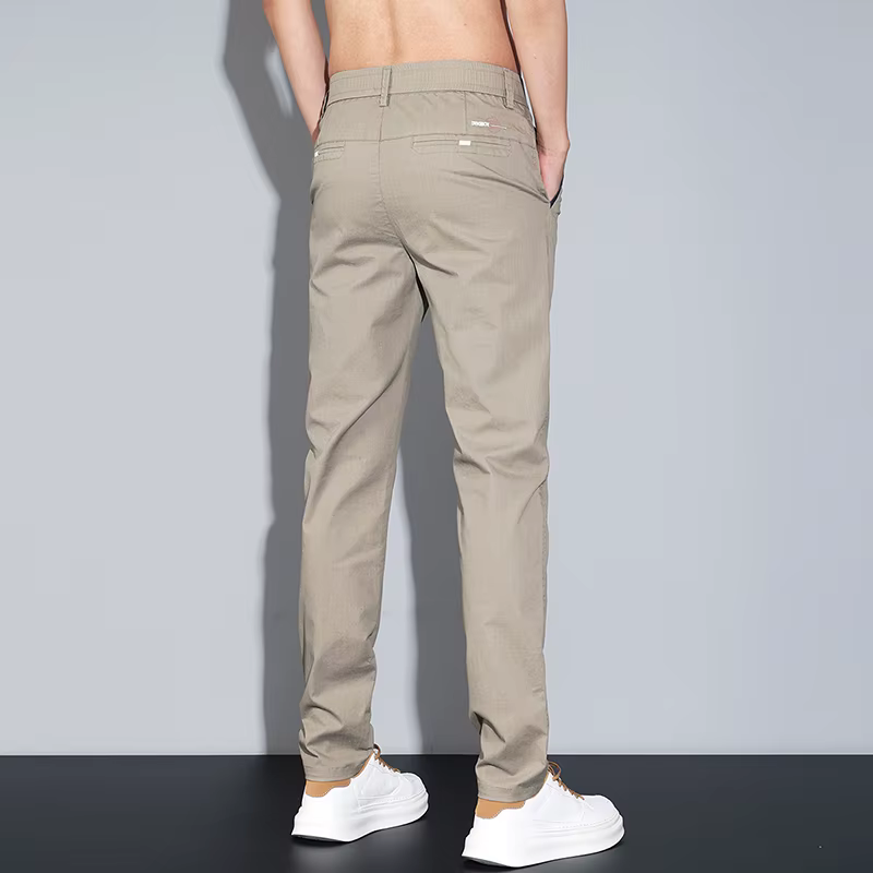 Pantalon Slim Décontracté de Haute Qualité pour Homme, Vêtement de Travail à Taille Moyenne, Broderi